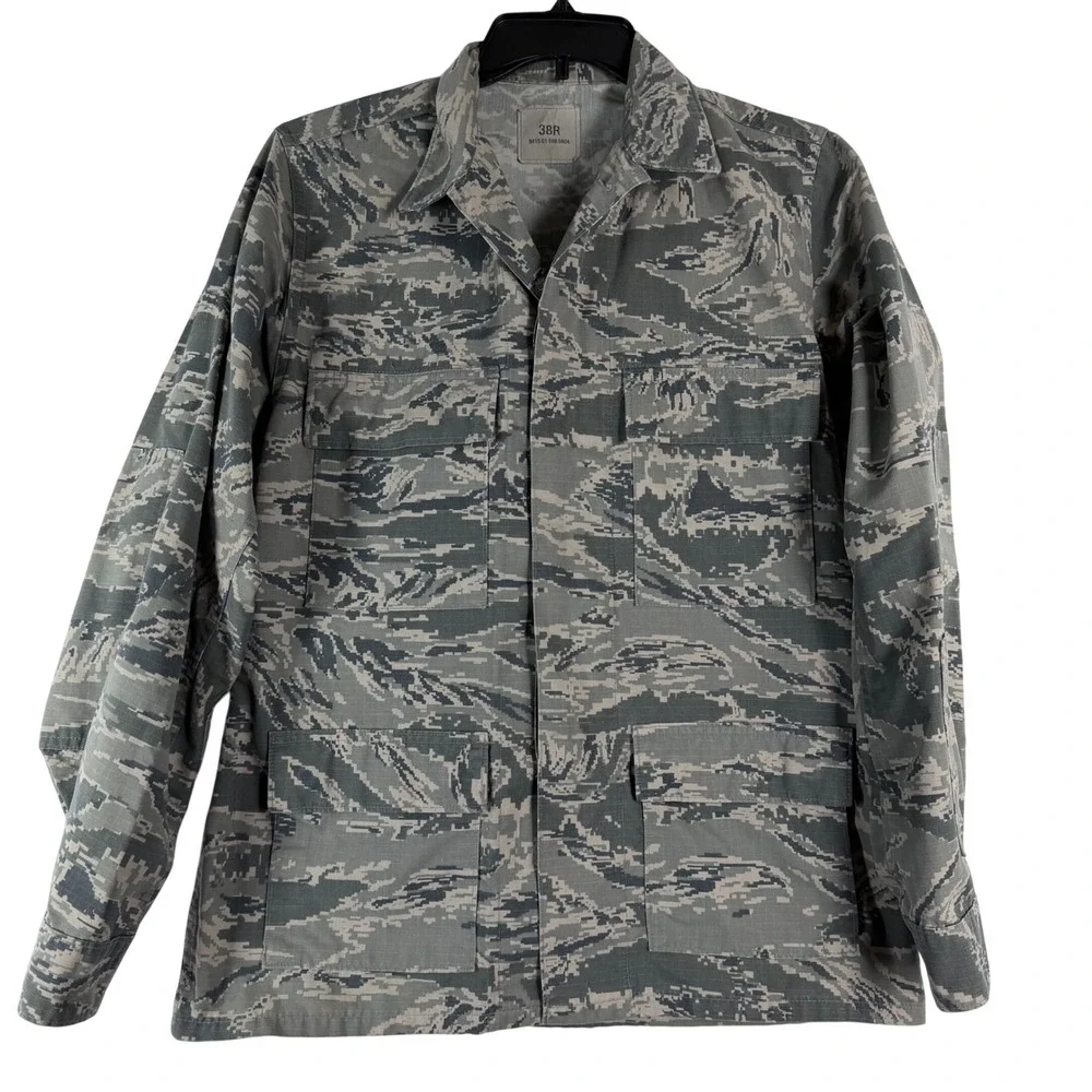 US Air Force Battle Uniform Jacket Coat 38R Army Camo Utility Stripe Military‎